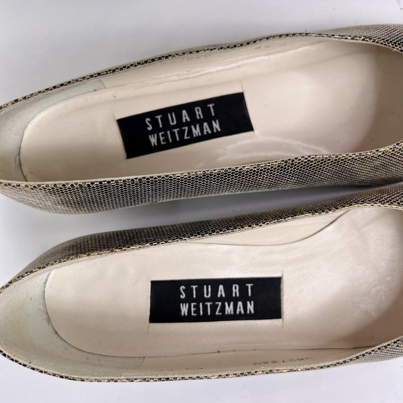 Stuart Weitzman Slip On Snake Embossed Leather Slip On Block Heel Pumps 6.5 AA - Picture 10 of 11